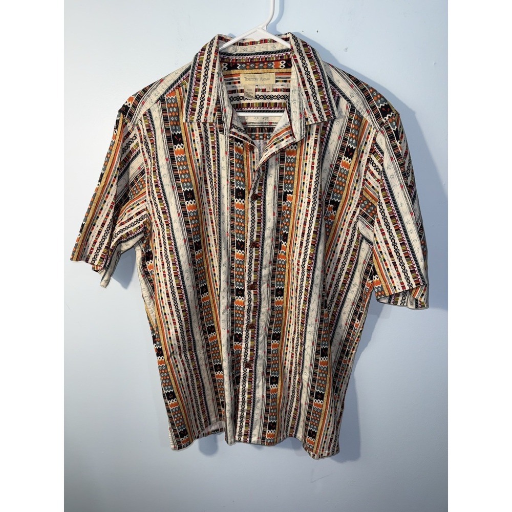 TERRITORY AHEAD Men's Shirt Aztec Southwest Cotton Tribal Button Size L
